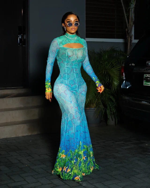 Keyhole Mesh Dress