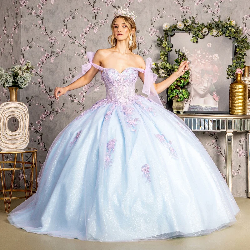 Long Quinceanera Dress 3D Butterfly Ball Gown