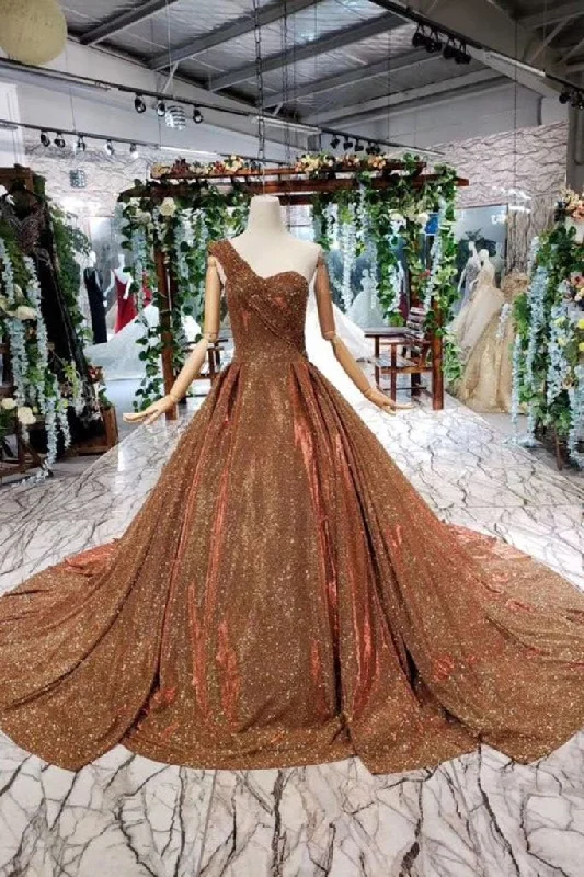 Ball Gown Long Prom Dresses One Shoulder Lace up Sequins Beads Quinceanera Dress WK969 Ball Gown Long Prom Dresses One Shoulder Lace up Sequins Beads Quinceanera Dress WK969