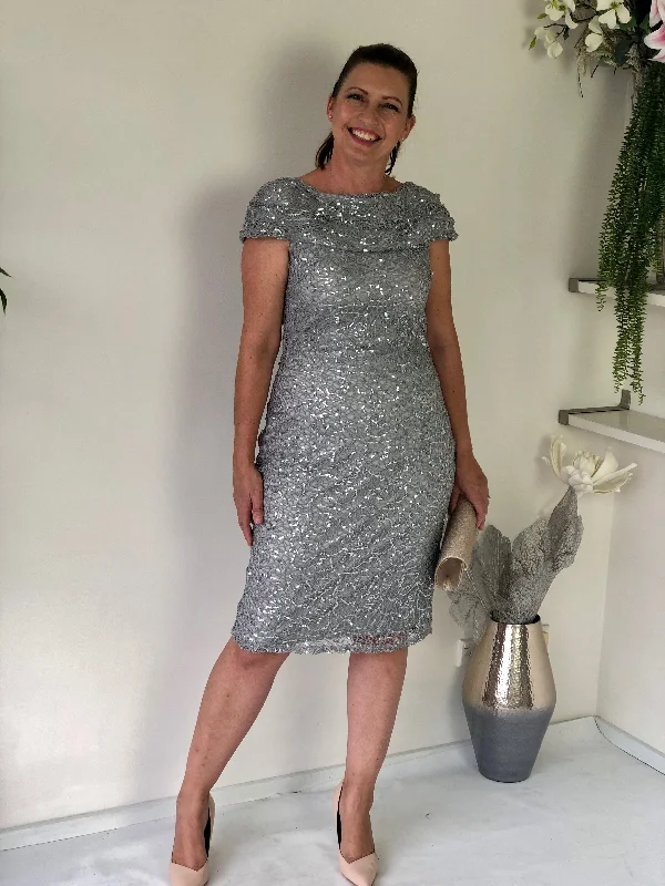 Rosmin Silver Evening Dress