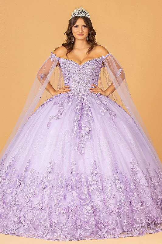Long Ball Gown Glitter Applique Quinceanera Dress
