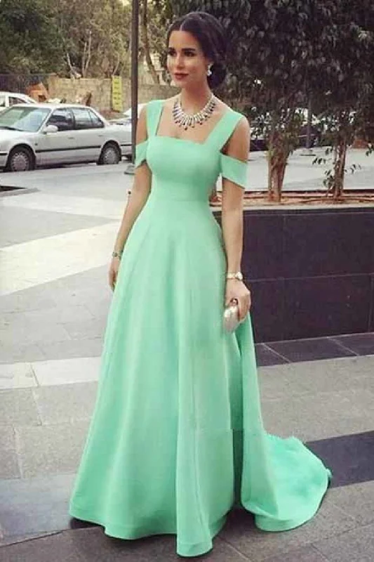 2024 A Line Evening Dresses Straps Satin Sweep Train Zipper Up