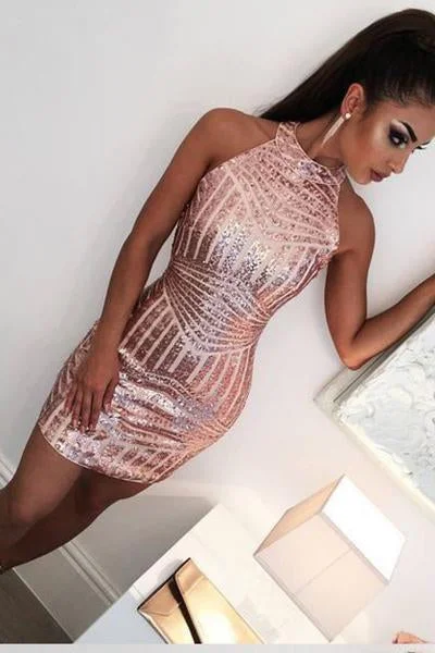 Sexy Rose Gold Jewel Sheath Mini Short Prom Dresses Homecoming Dress Cocktail Dress WK869 Sexy Rose Gold Jewel Sheath Mini Short Prom Dresses Homecoming Dress Cocktail Dress WK869