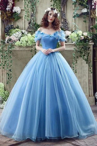 Elegant Ball Gown Off the Shoulder Blue Long Lace up Sweetheart Tulle Prom Dresses uk WK257 Elegant Ball Gown Off the Shoulder Blue Long Lace up Sweetheart Tulle Prom Dresses uk WK257