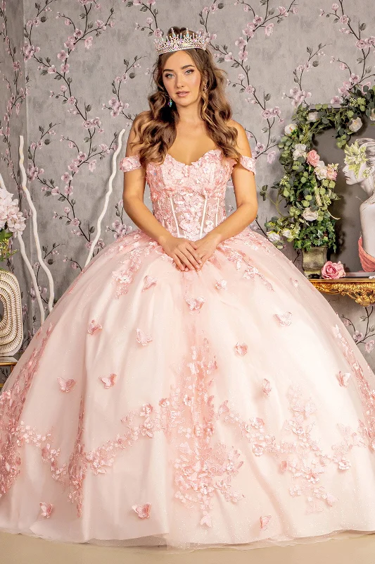 Long Sweet 16 Glitter Quinceanera Dress