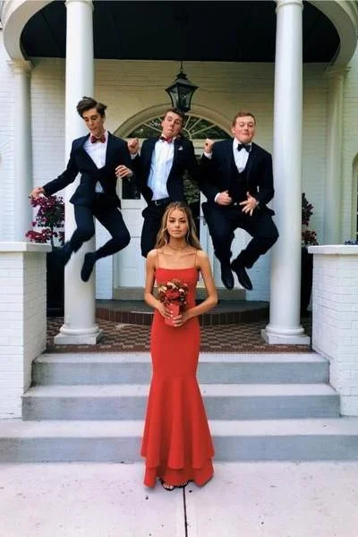 Simple Spaghetti Straps Red Mermaid Prom Dresses Red Thin Straps Formal Dresses WK928 Simple Spaghetti Straps Red Mermaid Prom Dresses Red Thin Straps Formal Dresses WK928