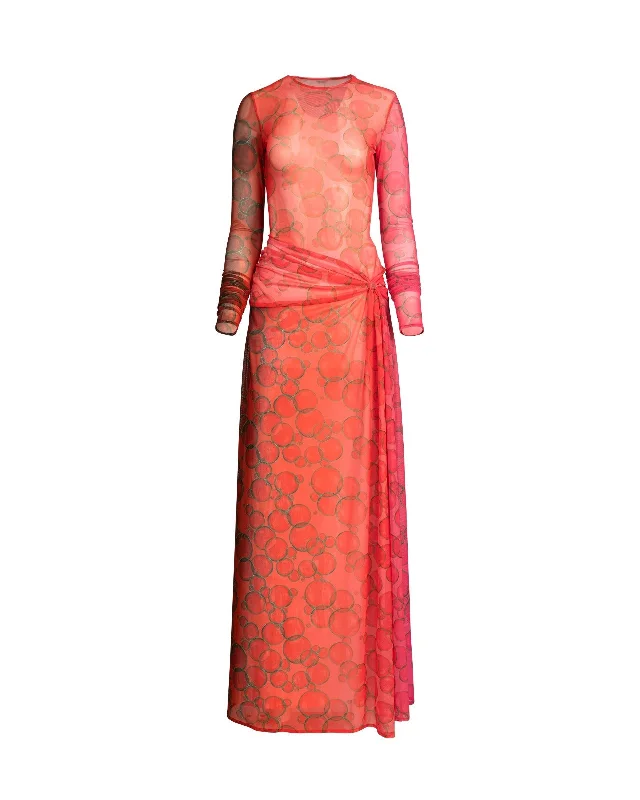 Pink Bubble Degrade Knotted Dress