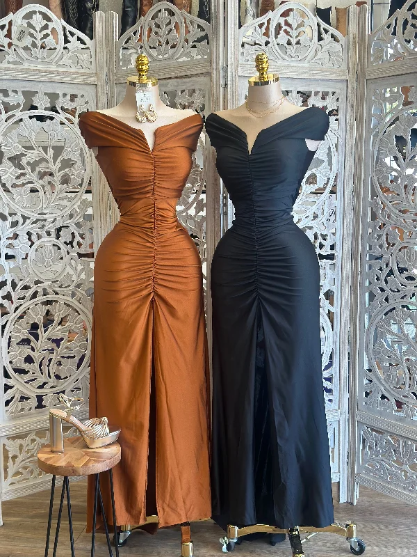 V Neck Ruched Formal Dress- Stretchy,Estira