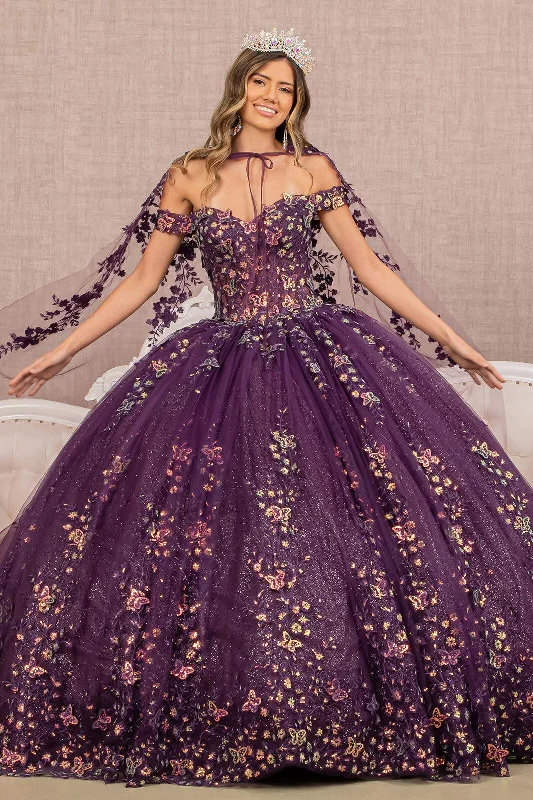 Quinceanera Dress Mesh Cape Long Ball Gown