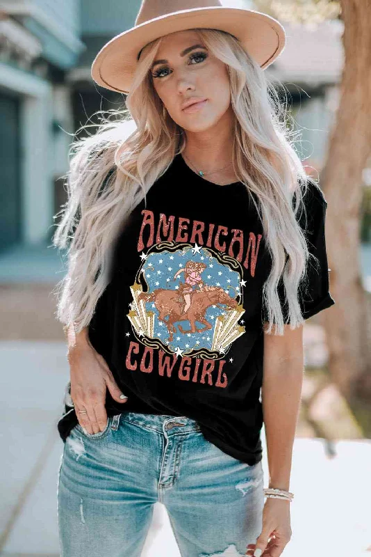 AMERICAN COWGIRL Ladies T-Shirt Modern Contemporary Chic