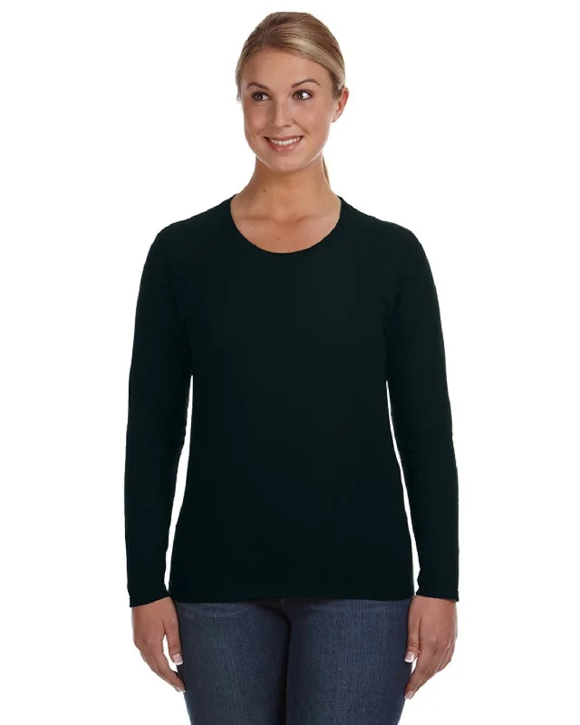 Anvil Ladies Lightweight Long Sleeve T-Shirt | Black Graphic T-Shirt Round Neck Polyester Anvil Ladies Lightweight Long Sleeve T-Shirt | Black Graphic T-Shirt Round Neck Polyester