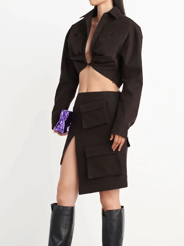 Cargo Cropped Shirt Anti-Pilling Machine Wash Handmade