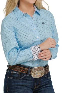 CINCH WOMEN'S BUTTON-DOWN WESTERN SHIRT - LIGHT BLUE / NAVY - MSW9165023 - On Sale Knit Fabric Woven Fabric Fleece Fabric CINCH WOMEN'S BUTTON-DOWN WESTERN SHIRT - LIGHT BLUE / NAVY - MSW9165023 - On Sale Knit Fabric Woven Fabric Fleece Fabric