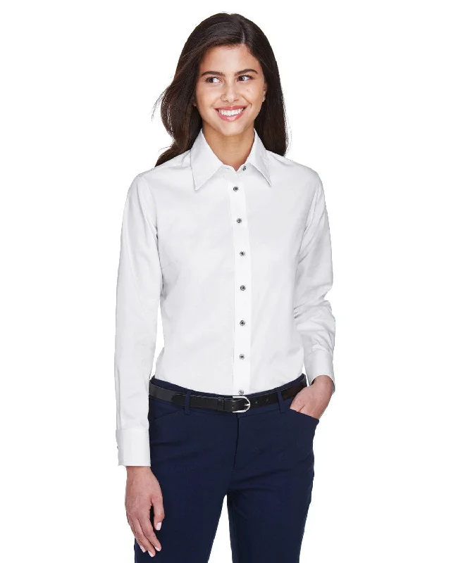 Harriton Ladies Long Sleeve Stain-Release Twill Shirt | White Anti-Pilling Machine Wash Handmade Harriton Ladies Long Sleeve Stain-Release Twill Shirt | White Anti-Pilling Machine Wash Handmade