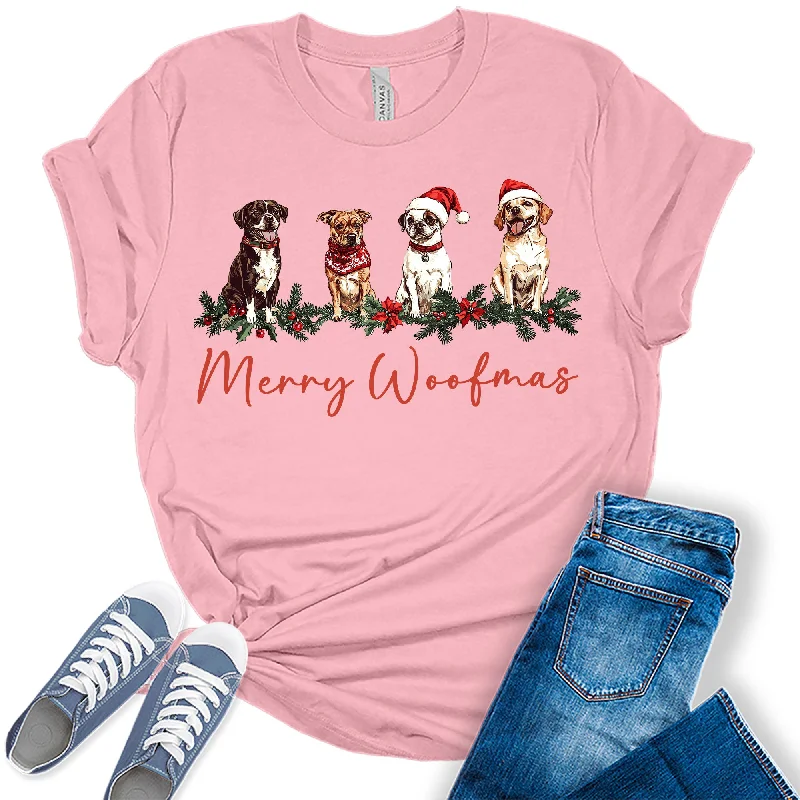 Merry Woofmas Cute Christmas Dog Shirt Festive Holiday Graphic Tees Fleece Fabric Down Fabric Feather Fabric Merry Woofmas Cute Christmas Dog Shirt Festive Holiday Graphic Tees Fleece Fabric Down Fabric Feather Fabric