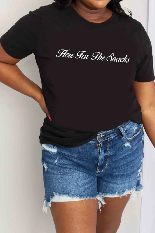 Simply Love Full Size HERE FOR THE SNACKS Graphic Cotton T-Shirt Fleece Fabric Down Fabric Feather Fabric Simply Love Full Size HERE FOR THE SNACKS Graphic Cotton T-Shirt Fleece Fabric Down Fabric Feather Fabric
