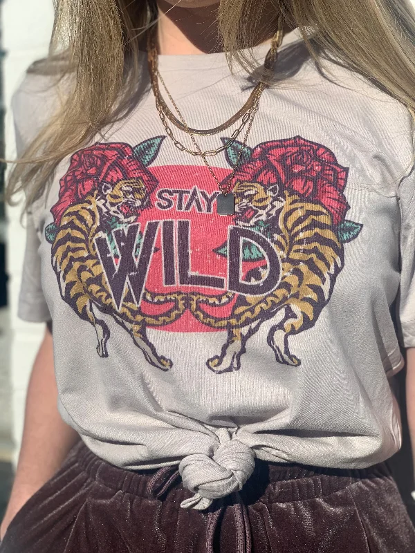 Stay Wild graphic tee Spandex Blend Rayon Blend Denim Blend