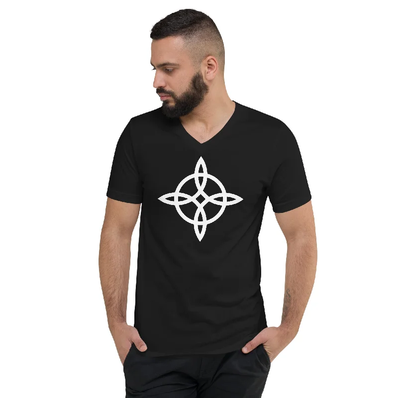 The Witches Knot Witchcraft Protection Symbol Short Sleeve V-Neck T-Shirt Cotton Fabric Linen Fabric Terry Fabric The Witches Knot Witchcraft Protection Symbol Short Sleeve V-Neck T-Shirt Cotton Fabric Linen Fabric Terry Fabric