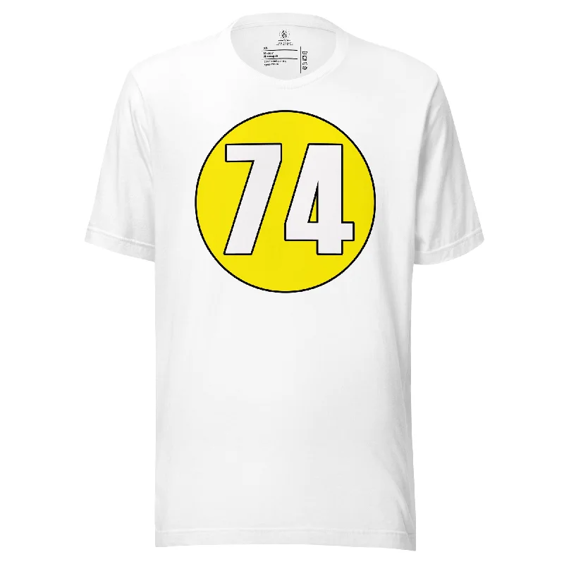 Unisex t-shirt: White on Yellow 74 Print Jacquard Patchwork