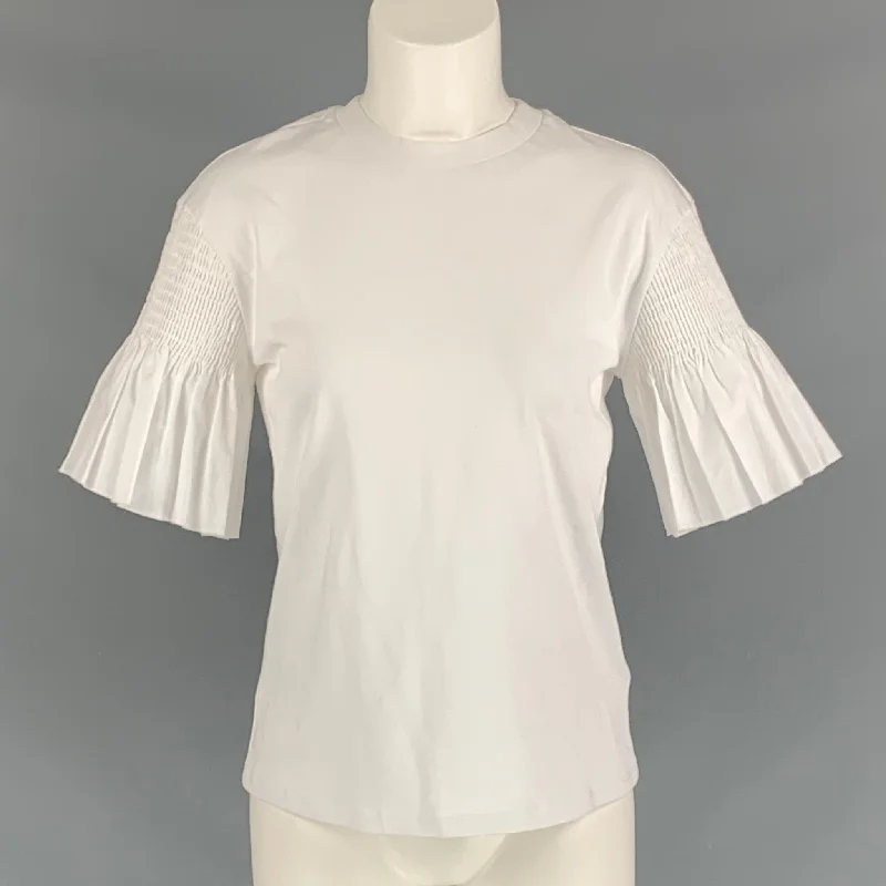 VICTORIA BECKHAM Size XS White Cotton Short Sleeve T-Shirt Oversized T-Shirt Spandex breathable VICTORIA BECKHAM Size XS White Cotton Short Sleeve T-Shirt Oversized T-Shirt Spandex breathable