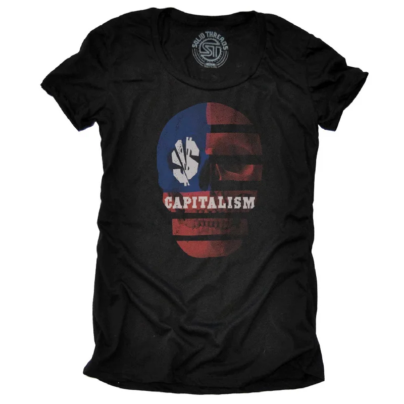 Women's Capitalism Skull T-shirt | Supports Income Equality Chenille Fabric Brocade Fabric Lace Fabric Women's Capitalism Skull T-shirt | Supports Income Equality Chenille Fabric Brocade Fabric Lace Fabric