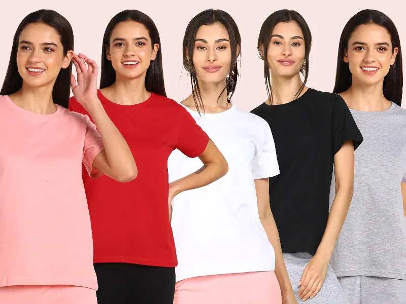 Young Trendz Womens Regular Fit Combo Solid Tshirt Terry Blend Velvet Blend Canvas Blend Young Trendz Womens Regular Fit Combo Solid Tshirt Terry Blend Velvet Blend Canvas Blend